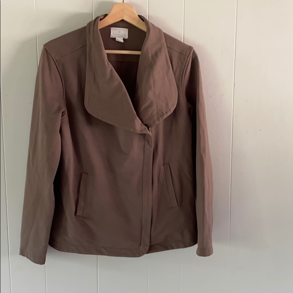 CASLON knit zip up casual jacket blazer brown